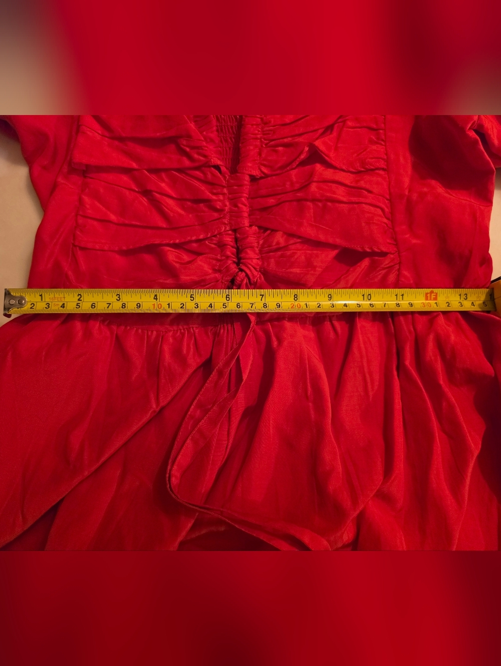 Loeffler Randall Yael Gathered Bodice Middy Dress In Poppy Size 2 - Picture 6 of 8